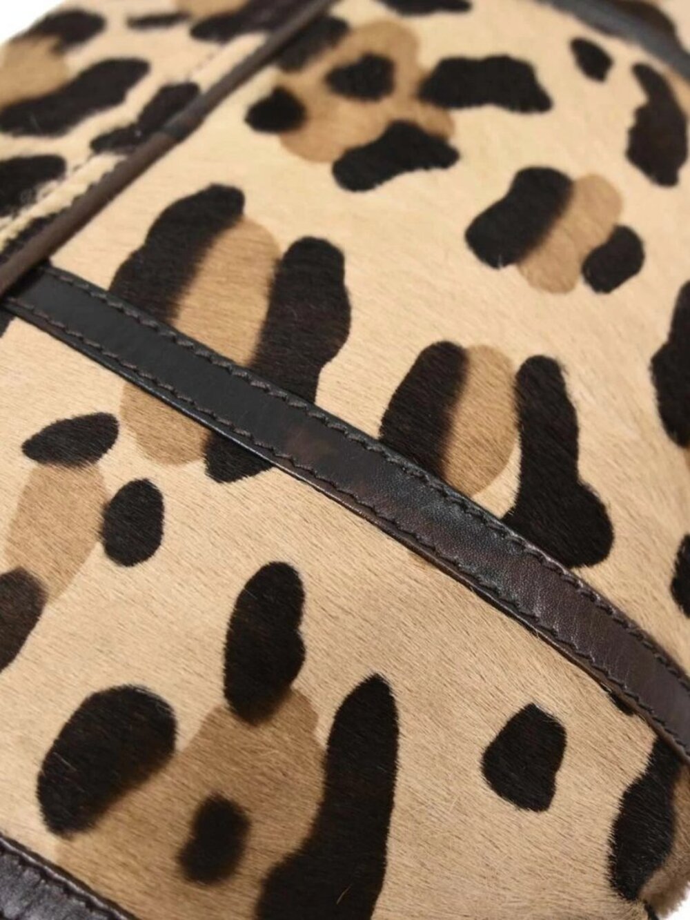 Celine Brown Pony Hair Leopard Print Shoulder Bag M05 166831 - Picture 7 of 15